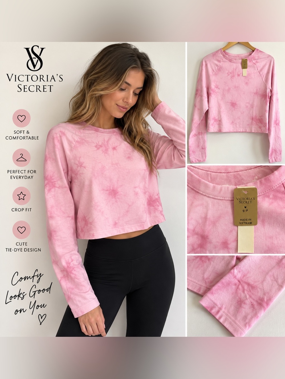 Victoria's Secret Light Pink Tie-Dye Long Sleeve Top